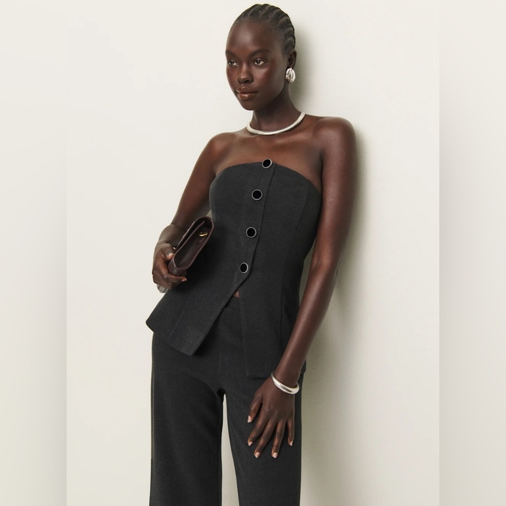 💼Reformation Pears Knit Two-Piece Set Charcoal Size L NWT